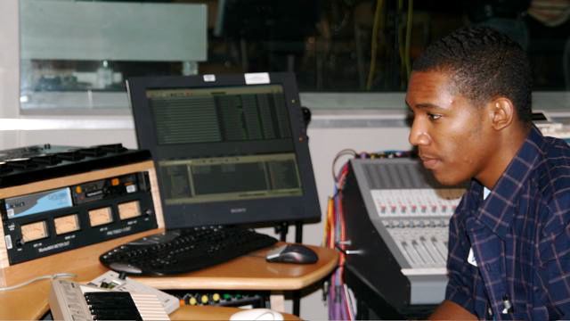 Student at Microphone Workshop